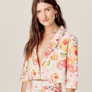 For Love And Lemons Floral Cropped Blazer